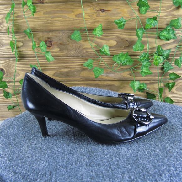 Etienne Aigner Women's Parliment Pump Black Leather Pump 7.5 Medium Gently Used - Picture 3 of 6